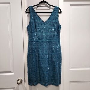 SD Collection Floral Lace Sequin Dress